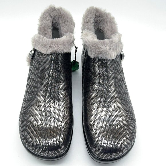 Alegria Shoes - Alegria Leather Ankle Boots Meri Faux Fur Water Resistant Pewter Dazzler US 9